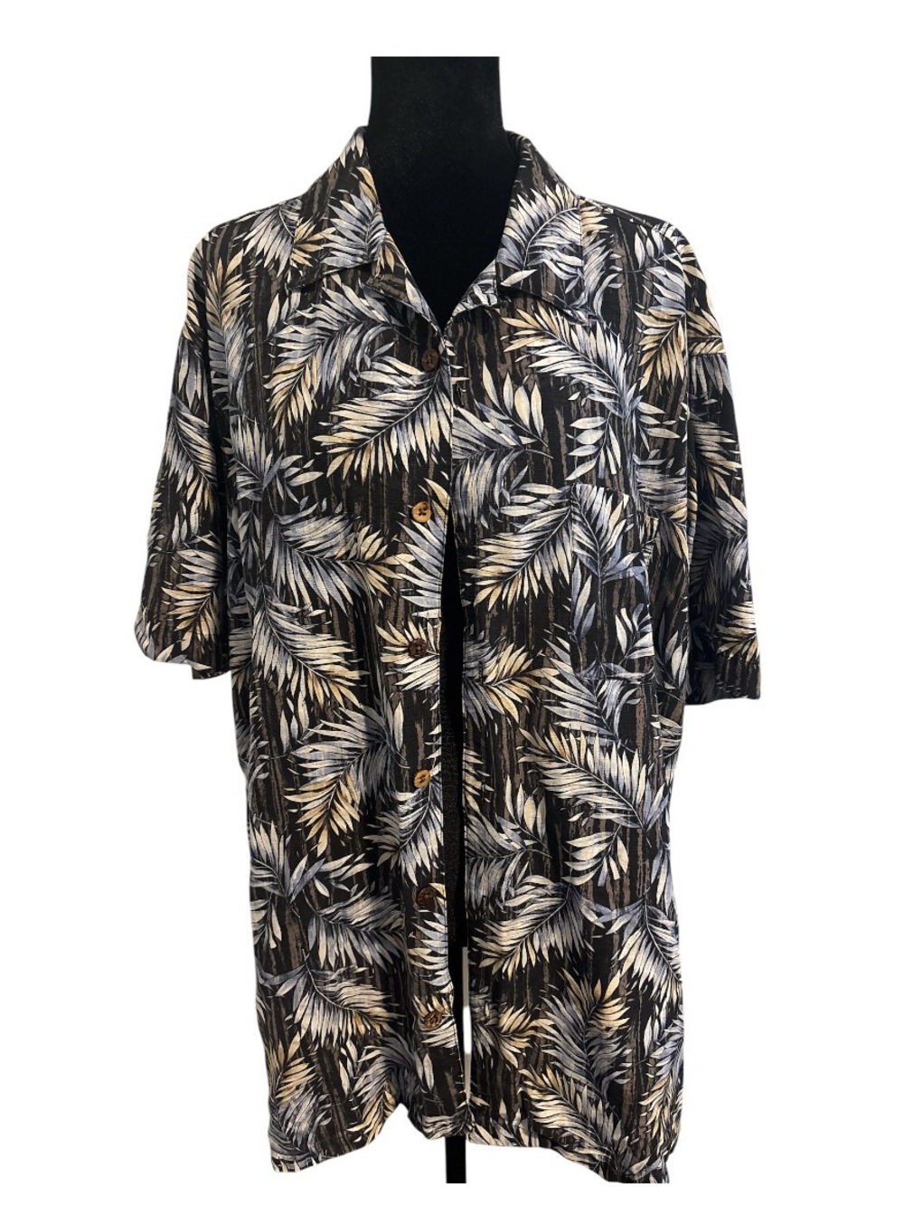 VINTAGESQUE Y2K Tasso Elba 100% Silk Tropical Resort Shirt XL